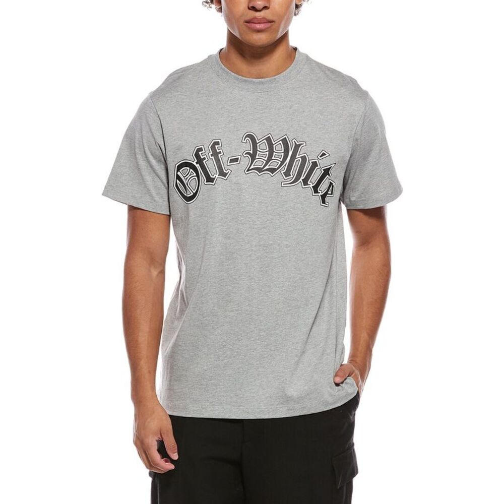Off-White™ Mens  Slim Fit Goth Logo Jersey T-Shirt, Grey